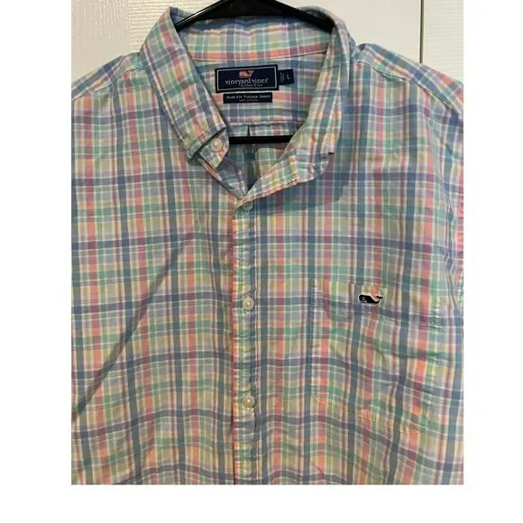 Vineyard‎ Vines Men's Long Sleeve Slim Fit Tucker Shirt Large Pink Blue Whale - Picture 3 of 5